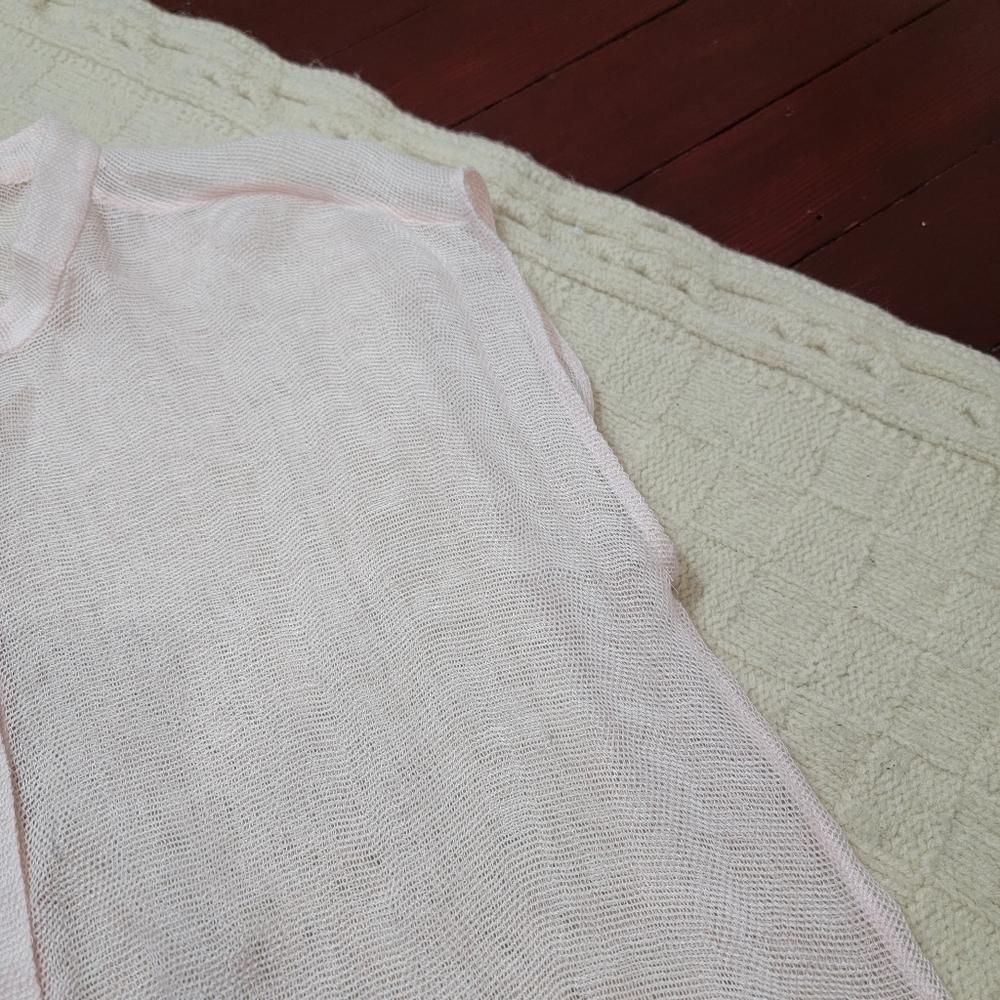Eileen Fisher Organic Linen Fishnet Tunic size S/M Light Pink - Picture 4 of 11